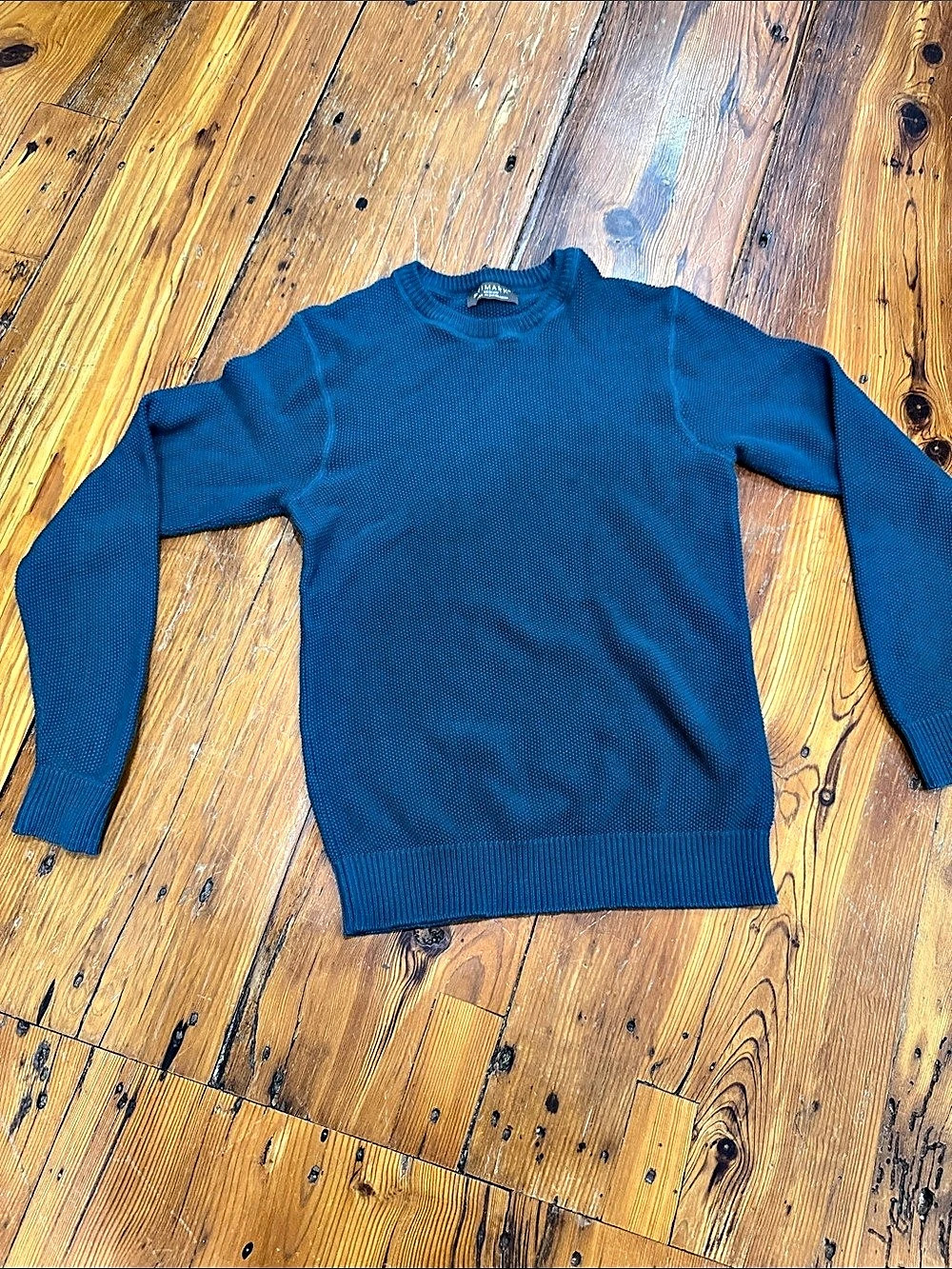 Primark Men's Cotton Textured Crew Neck Jumper Cotton Crewneck Sweater Size Medi